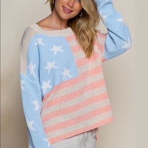 Lisa Robertson Americana USA Pastel Lightweight Sweater Size 1XL